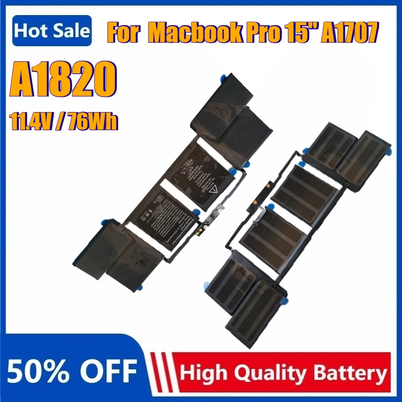 

New A1820 Replacement Lapotp Battery for Apple Macbook Pro 15" A1707 Late 2016-2017 Year MPTT2LL/A MPTR2LL/A MLH32LL/A EMC3162