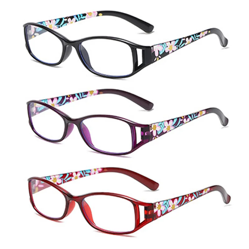 

Reading Glasses Anti Blue Light Magnifying Presbyopia Women Ladies Square Anti Blue Ray Printde flower Legs Presbyopic Glasses