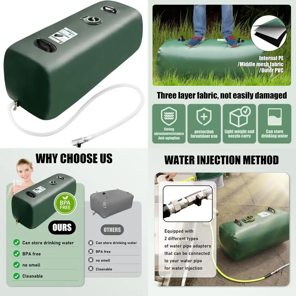 휴대용 25갤런 물 저장 블래더 (RV 및 음용수용), 음료 저장용 접이식 탱크