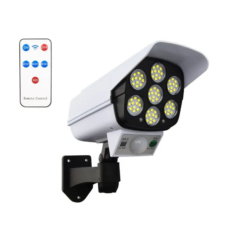 AEE8-Outdoor Solar Ligths 77Led PIR Motion Sensor Lamp Simulation Camera Solar Wall Light Waterproof Garden Decor Lights