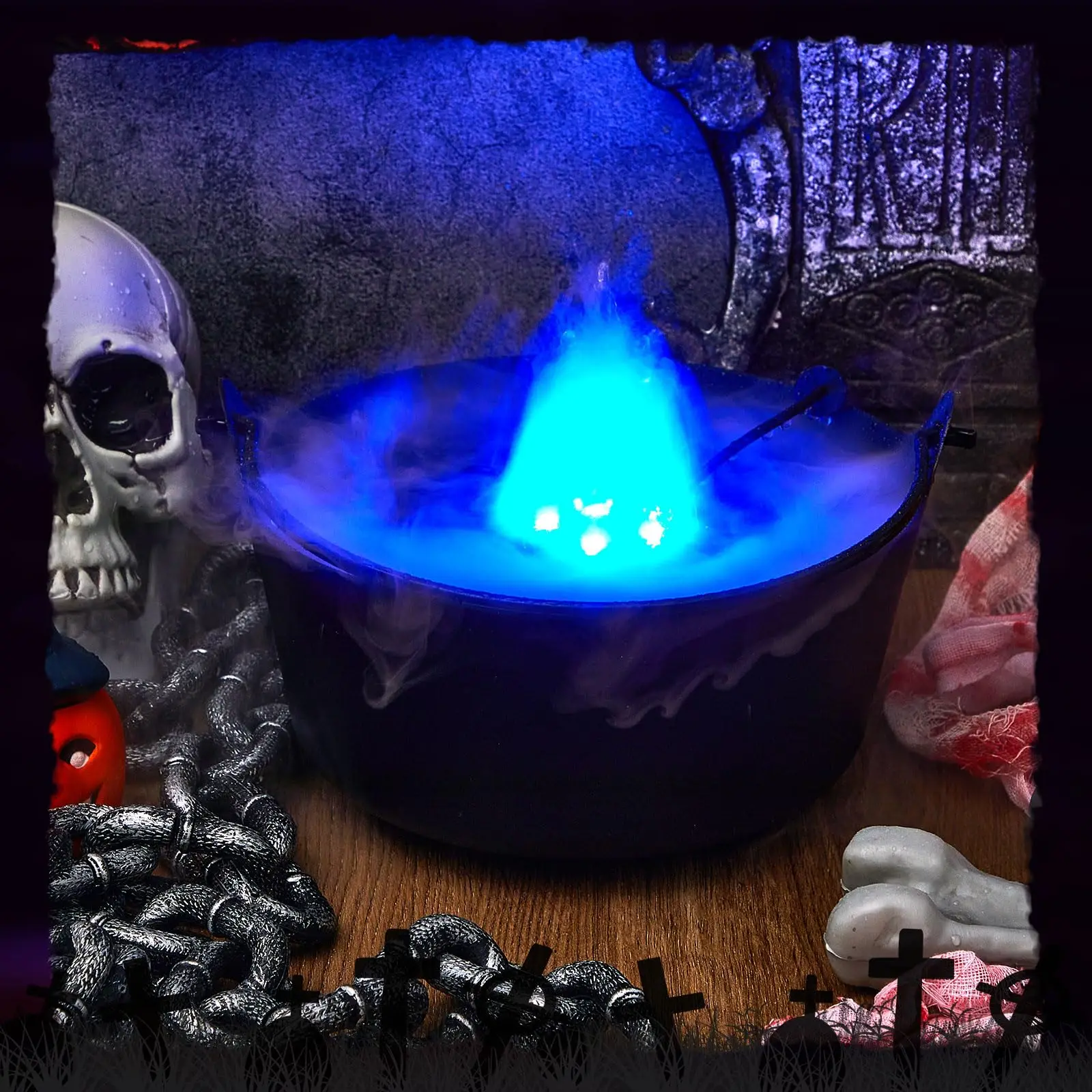 2 Piece Halloween Black Witch Melting Pot Bucket without Sprayer Plastic Trick or Treat Candy Bucket