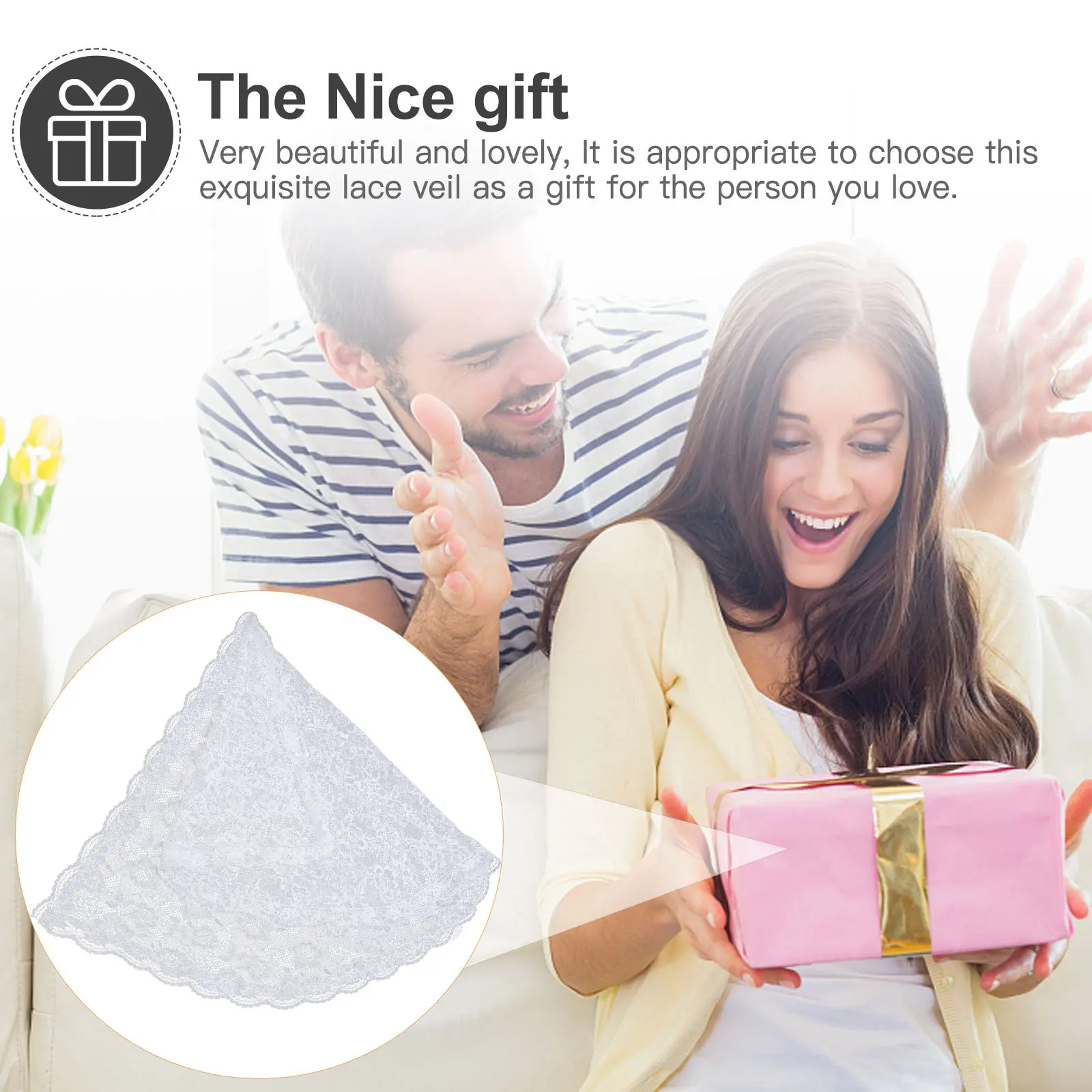 

Delicate Lace Veil Mantilla Covering for Bride Bridal Shower Personal Portrait Stylish Floral Design Women Gift Idea