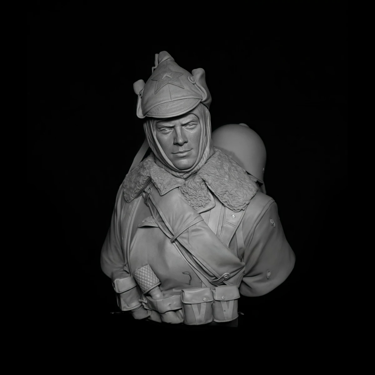 ชุดโมเดลเรซิ่น 1/10 แบบยังไม่ได้ลงสี, รูปปั้นครึ่งตัวของทหารราบกองทัพแดงสงครามฤดูหนาว ยังไม่ได้ประกอบและยังไม่ได้ลงสี GK, 1981X