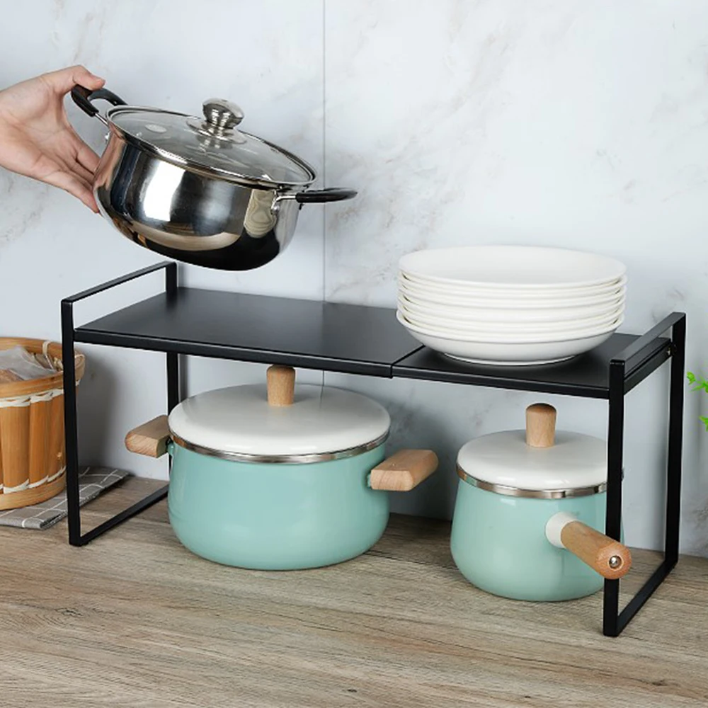 Organizador de estante de cocina expandible para gabinetes de cocina y encimeras, estante de almacenamiento para contadores de cocina, despensa y baño