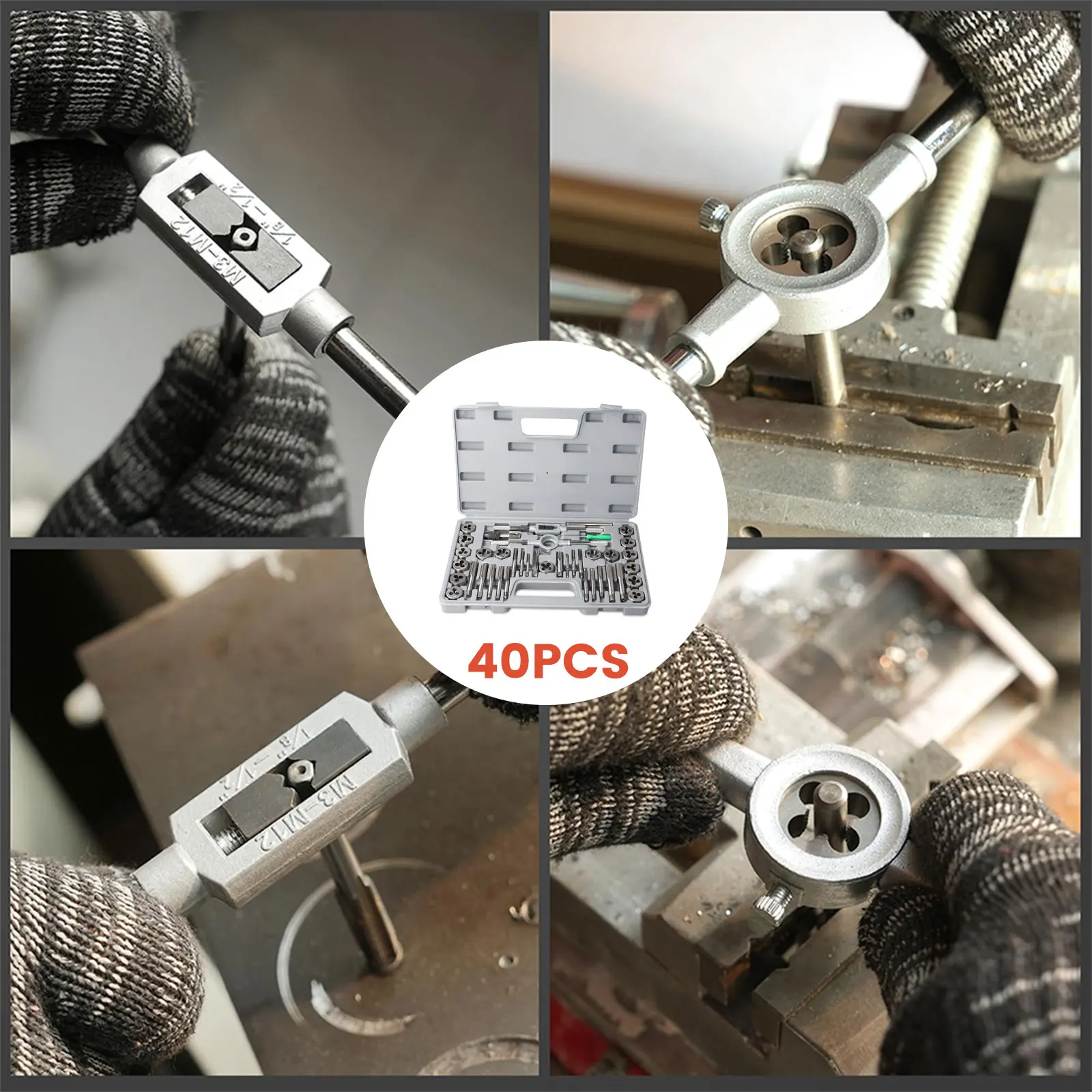 Podofo 40Pcs Tap and Die Set Metric Size M3 to M12 Bearing Steel Taps and Dies For Repairing Cutting Car Repairing Bearing Steel