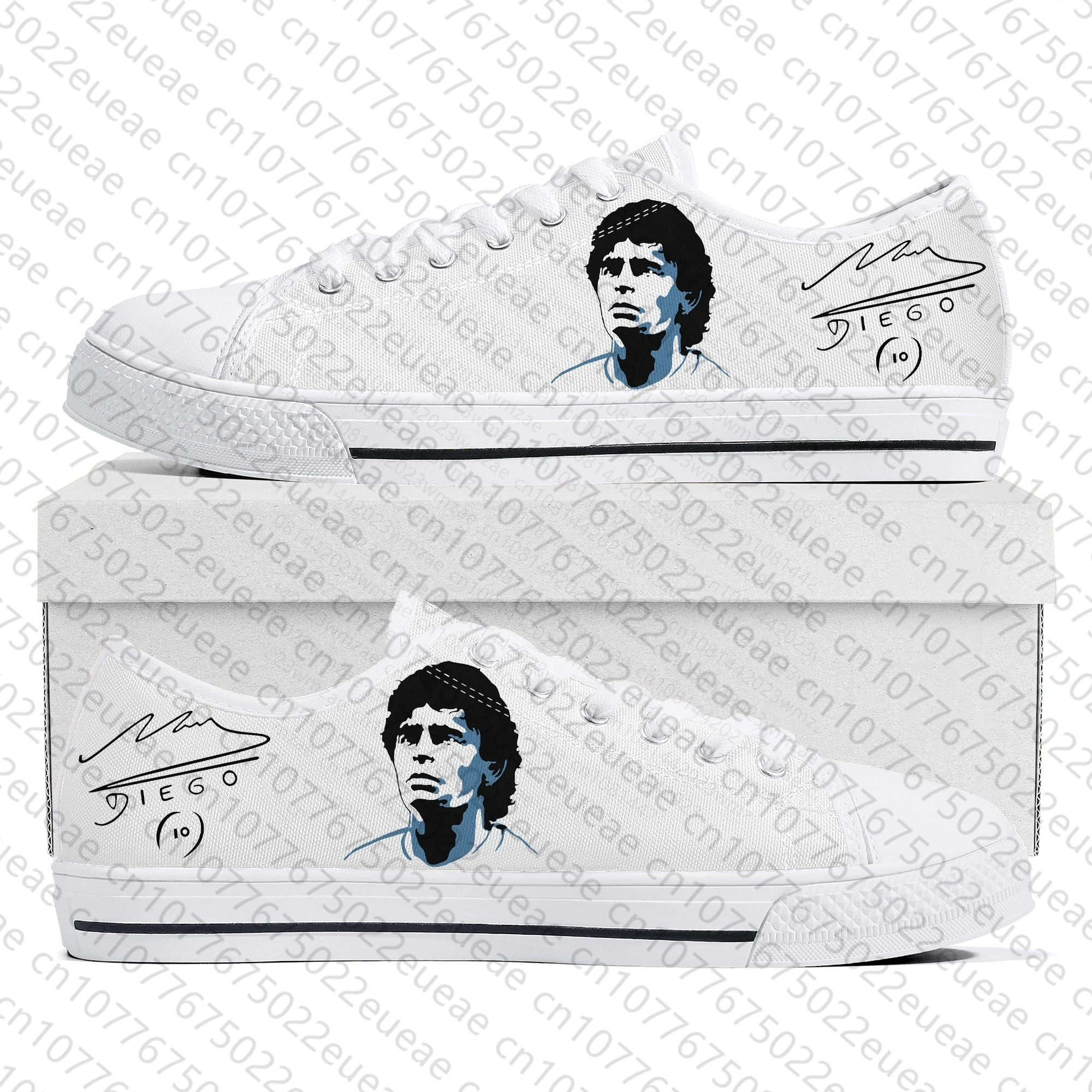 Diego Maradona-Zapatillas bajas de jugador de fútbol para hombre y mujer, deportivas de lona para adolescentes, zapatos informales hechos a medida, calzado personalizado