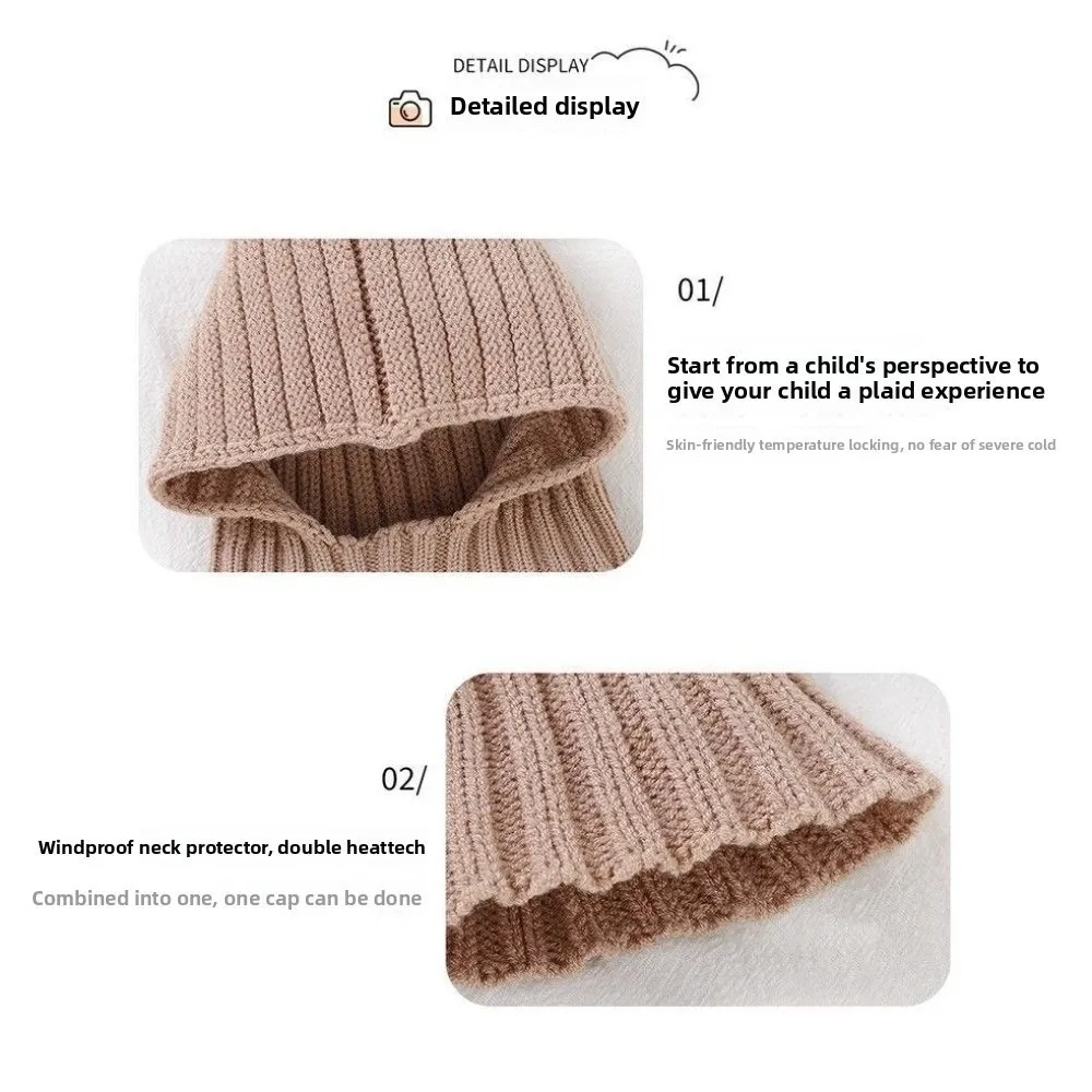 New Warm Hat Scarf Set Windproof Coldproof Ear Protection Hat Polar Fleece Integrated Pullover Hat