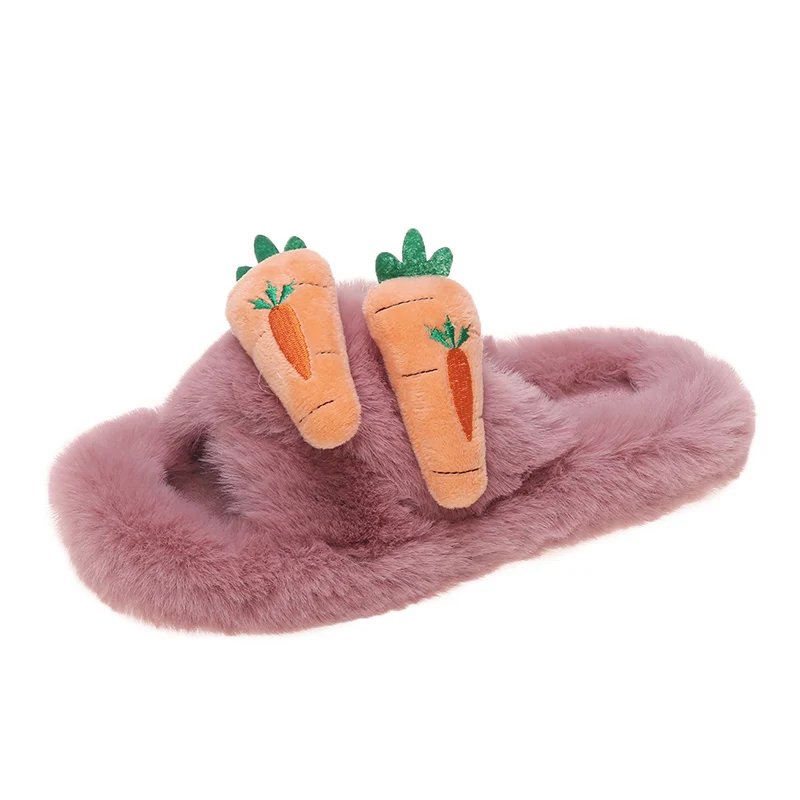 free size halluci plush carrot slippers A must-have for indoor home office half pack of slippers Comfortable breathable