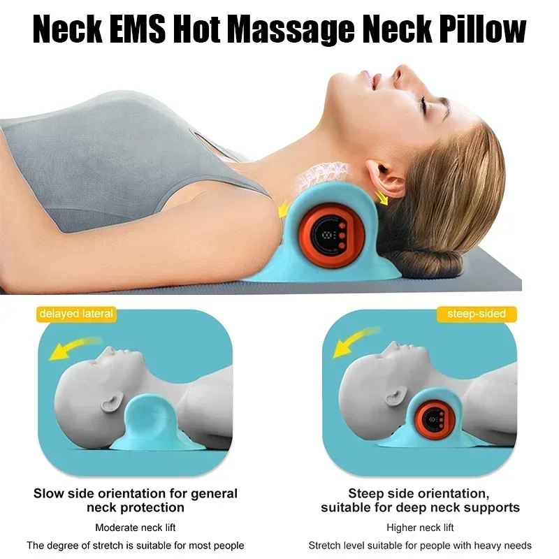 Electric Cervical Massager Neck Stretcher Chiropractic Traction Head Acupoint Massage Pillow Shouder Body Massager
