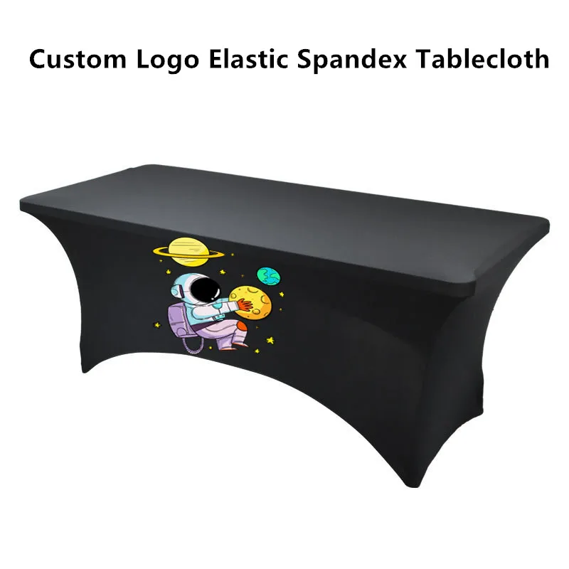 

Custom logo Spandex elastic Tablecloth Hotel conference fitted Table cover Events Exhibition advertising table cloth 4FT 6FT 8FT