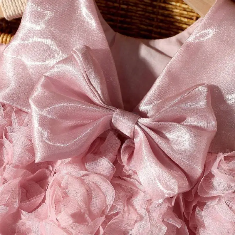 

581F 2pcs Puff Dress Flower Headband Set Baby Photography Props Photoshooting Outfit