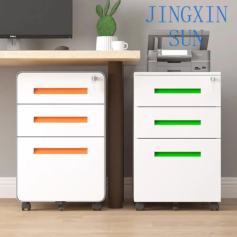 Under the desk, file cabinet, movable cabinet, three drawers, iron sheet mobile data storage, low cabinet with lock storage