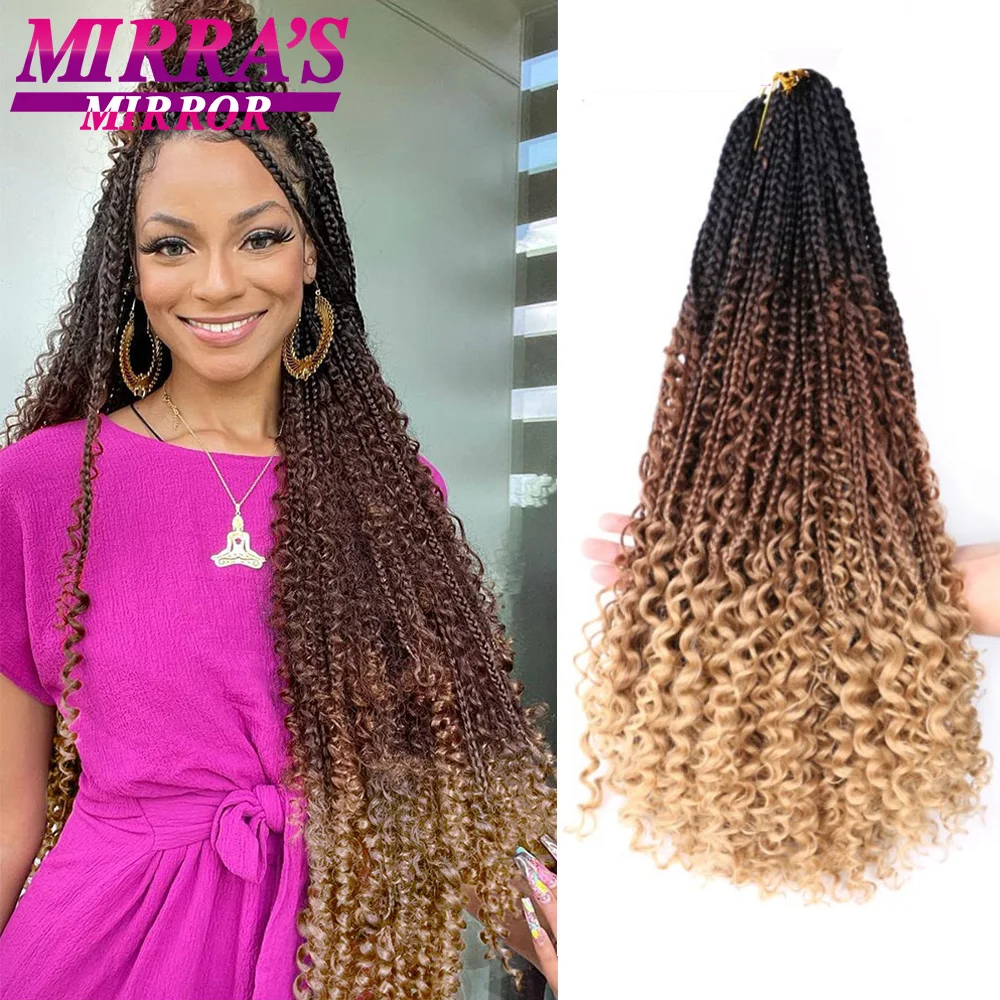 Goddess Box-Extensions de cheveux tressés synthétiques pré-bouclés, tresses au crochet avec extrémités bouclées, 22 po, 3X