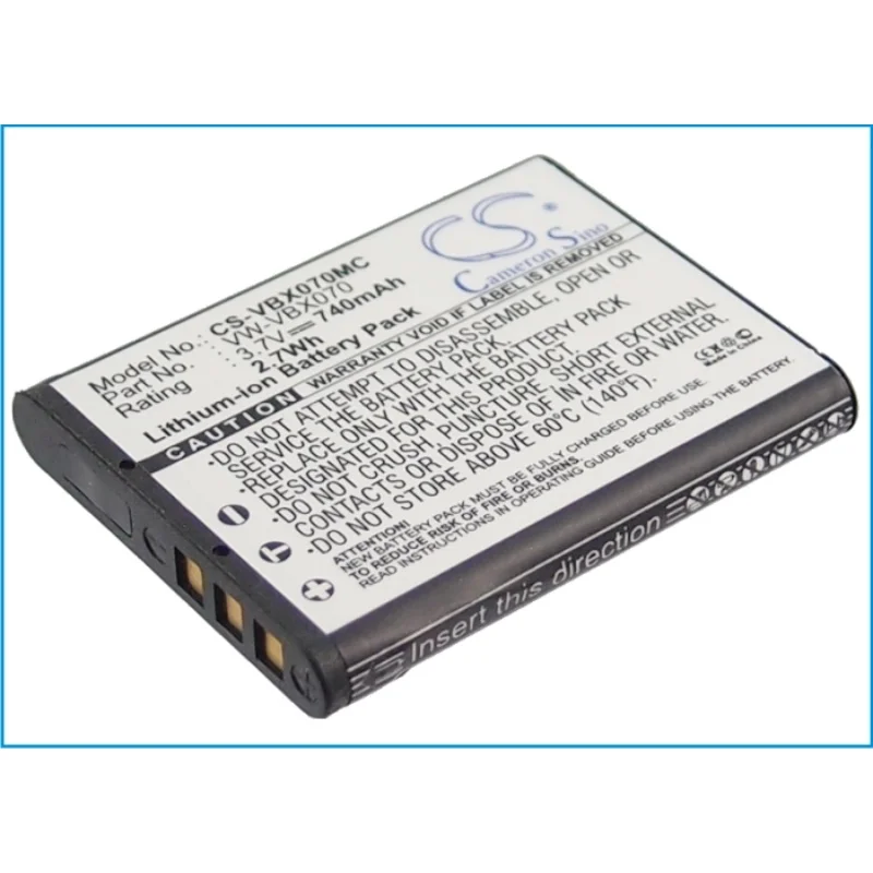 Li-ion Camera Battery for Panasonic | 3.7V, 740mAh | Compatible with HX-WA10 and HX-DC1