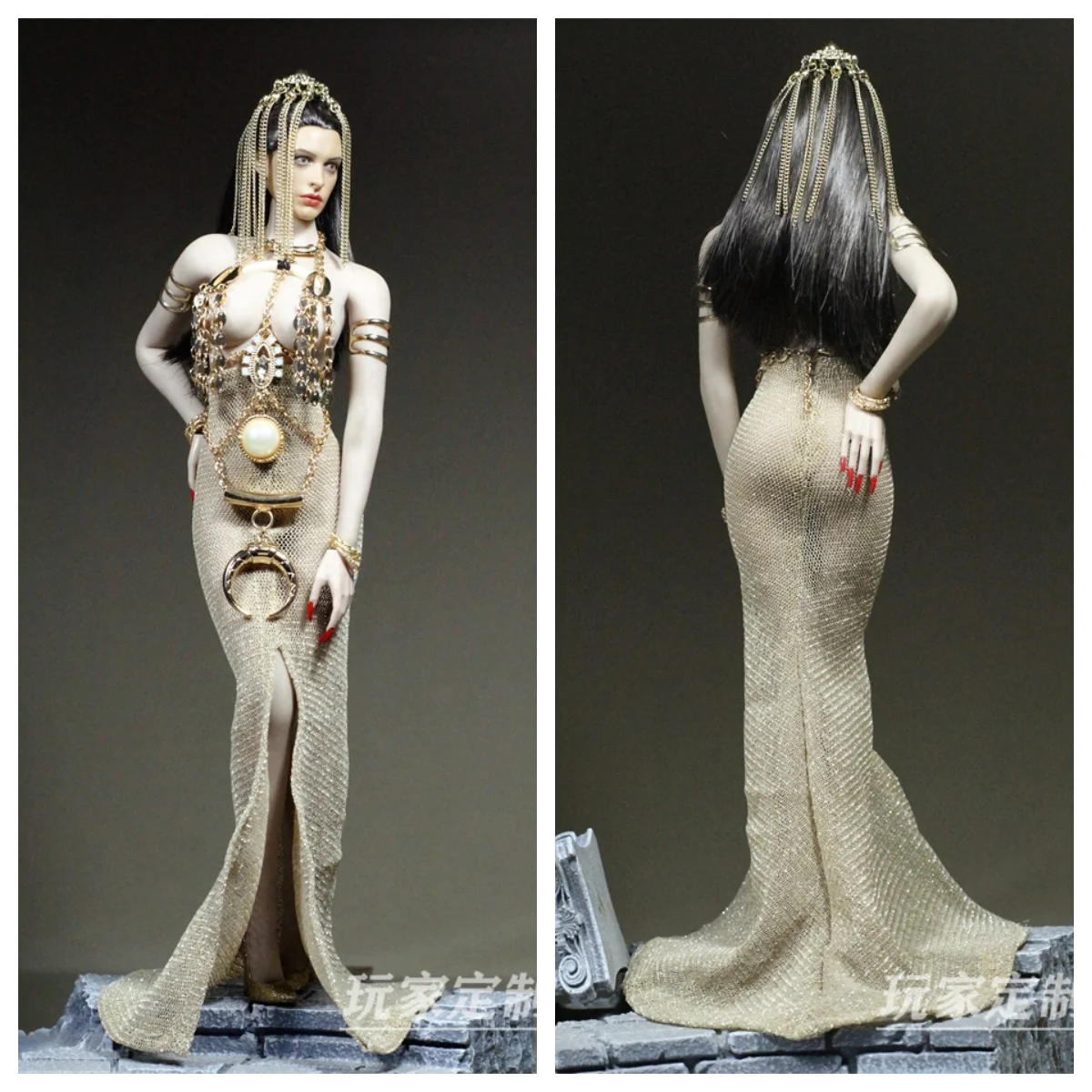 1/6 Scale Gold Split Beauty Dress Steel Bone Wrapped Rubber Fit 12-inch Phicen Action Figure Model Doll For Fans DIY