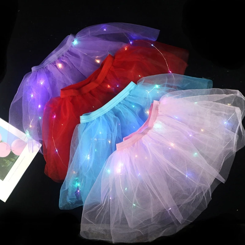 Toddler Girl Tutu Skirt with LED Princess Fairy Dress Glowing Tulle Tutu Skirt School Play Ballet Skirt for Little Girls