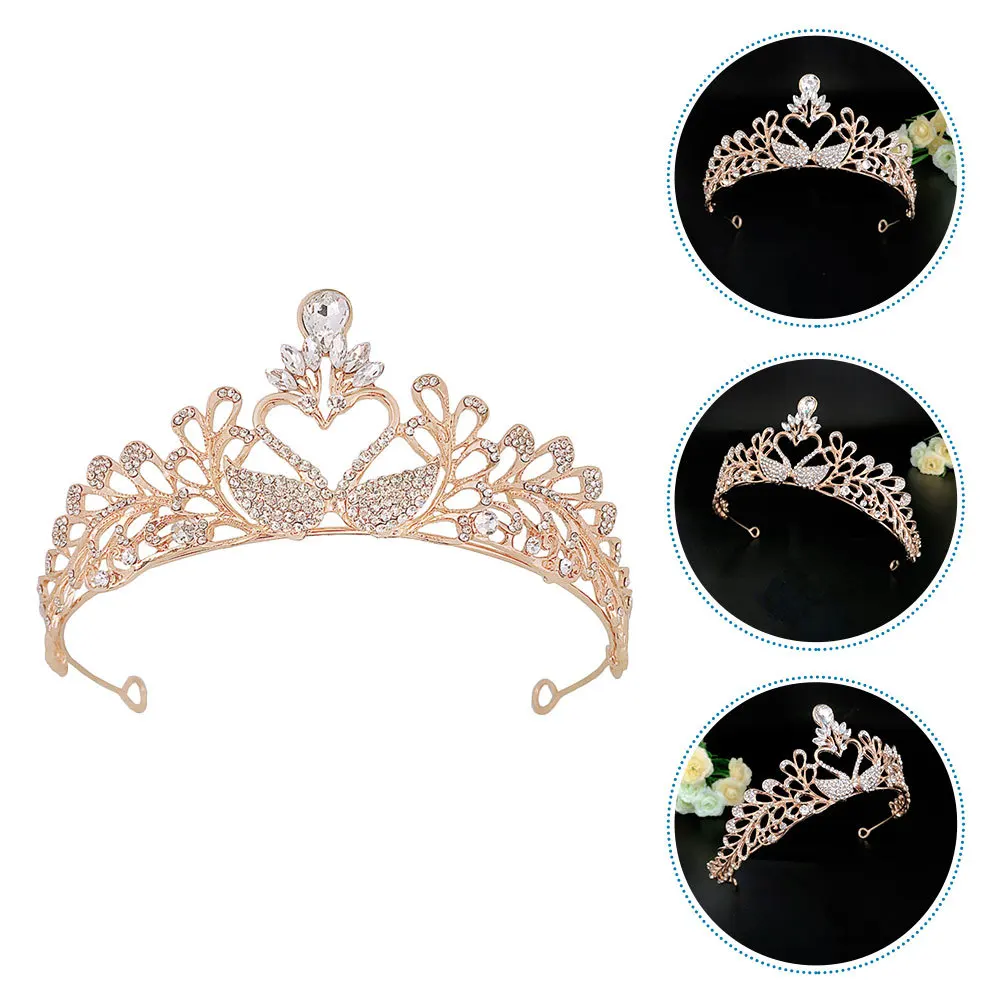 

1Pcs Swan Tiara Crown Headdress Rhinestone Bridal Wedding Crown Elegant Bride Hair Ornament Celebration Banquet Accessory