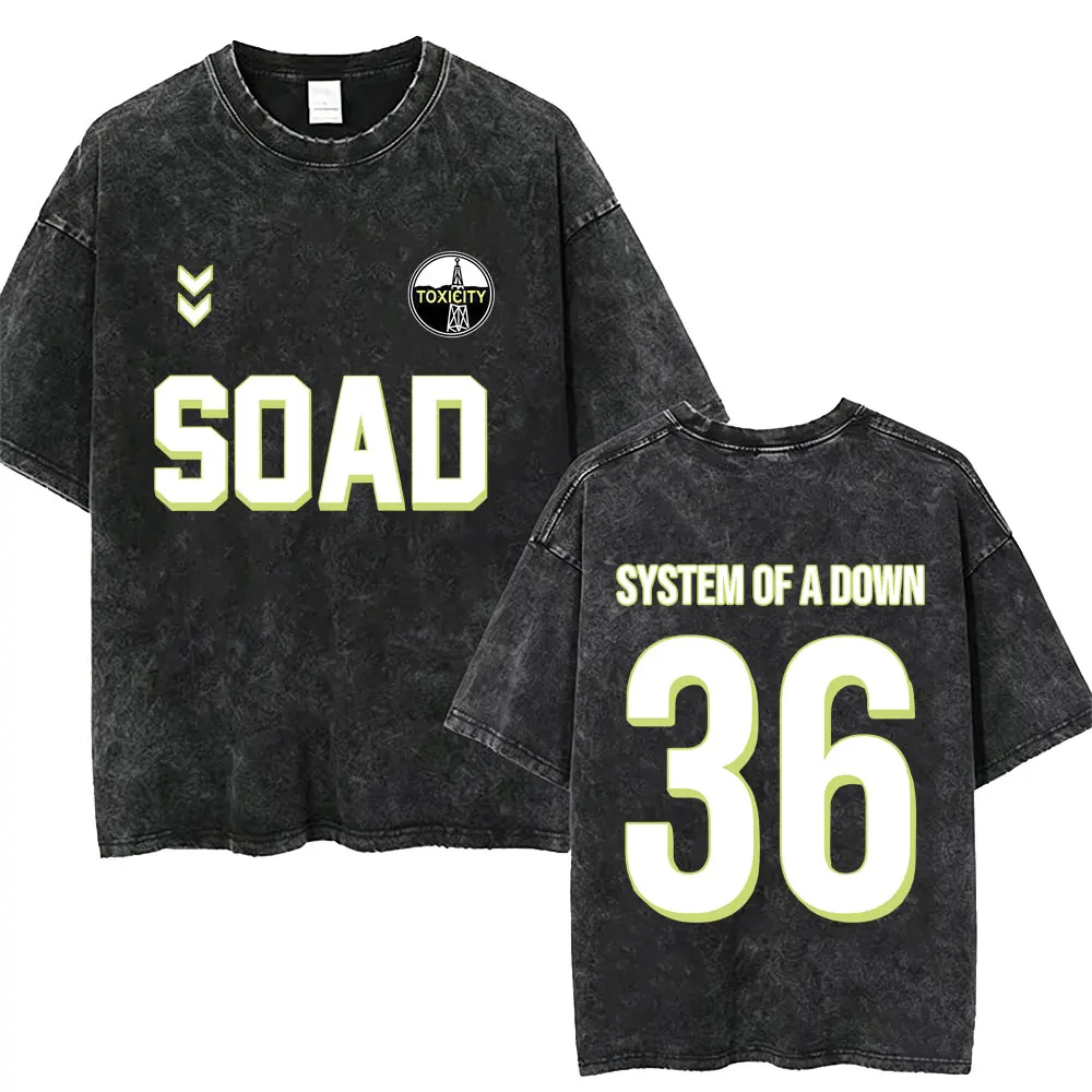 Washed Vintage System of A Down Toxicity T-shirt Men's Clothing Rock Oversized T Shirt Male 90s Alternative Metal Merch T-shirts