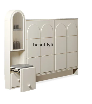 

Ultra-Thin Tilting Shoe Cabinet 17cm Narrow Home Doorway 2024 New Entrance Shoe Cabinet with Stool