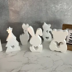 Christmas Tree Candle Holder Silicone Mold Ornaments Bear/rabbit/cat Candlestick Concrete Mould DIY Aromatherapy Gypsum Mould