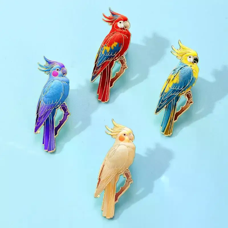 1/4Pcs Colorful Parrot Metal Badge Enamel Bird-shaped Brooch Waist-cinching Fixed Bag Decor Clothing Accessory Fashion Jewelry