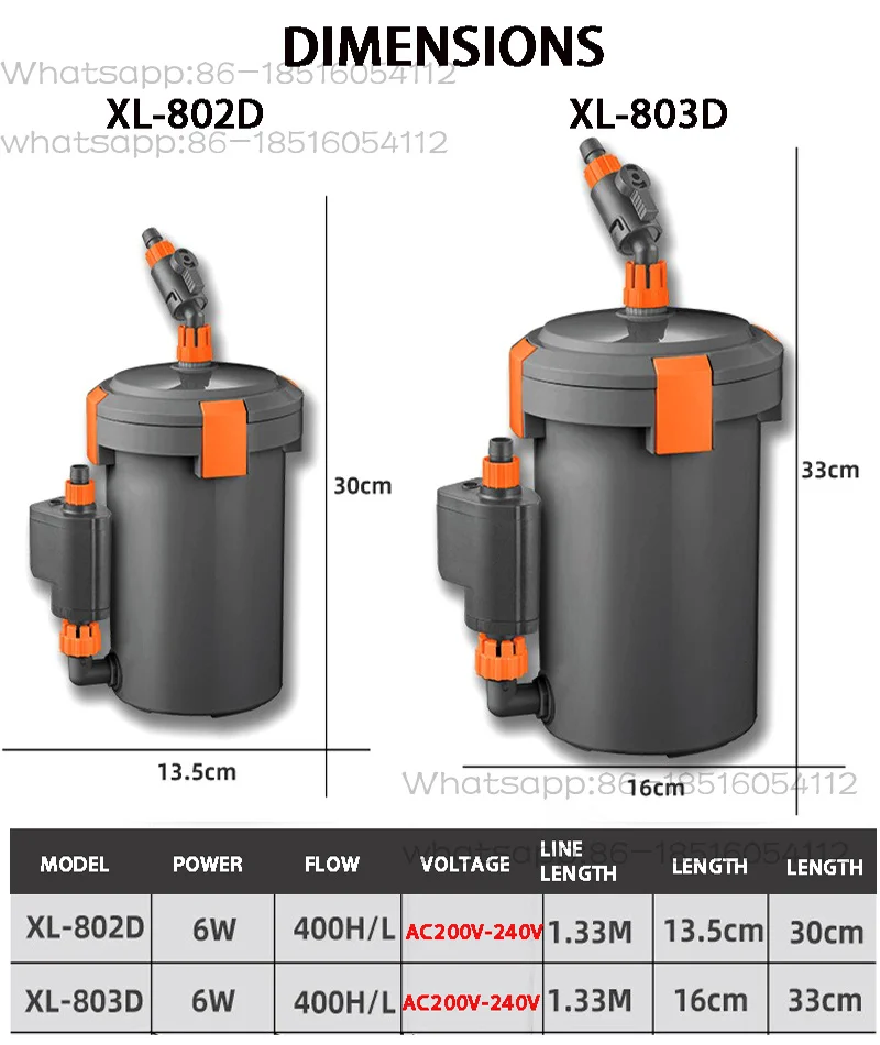 Aquarium  barrel multi-layer Biochemical cotton  Barrel ultra Quiet External Fish tank filter barrel 500L/H