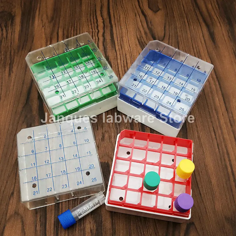 Lab 12/20/25/81/100-holes 1.8ml cryovial plastic storage box sample vial storage rack with lid 36-holes 5ml freeze tube support