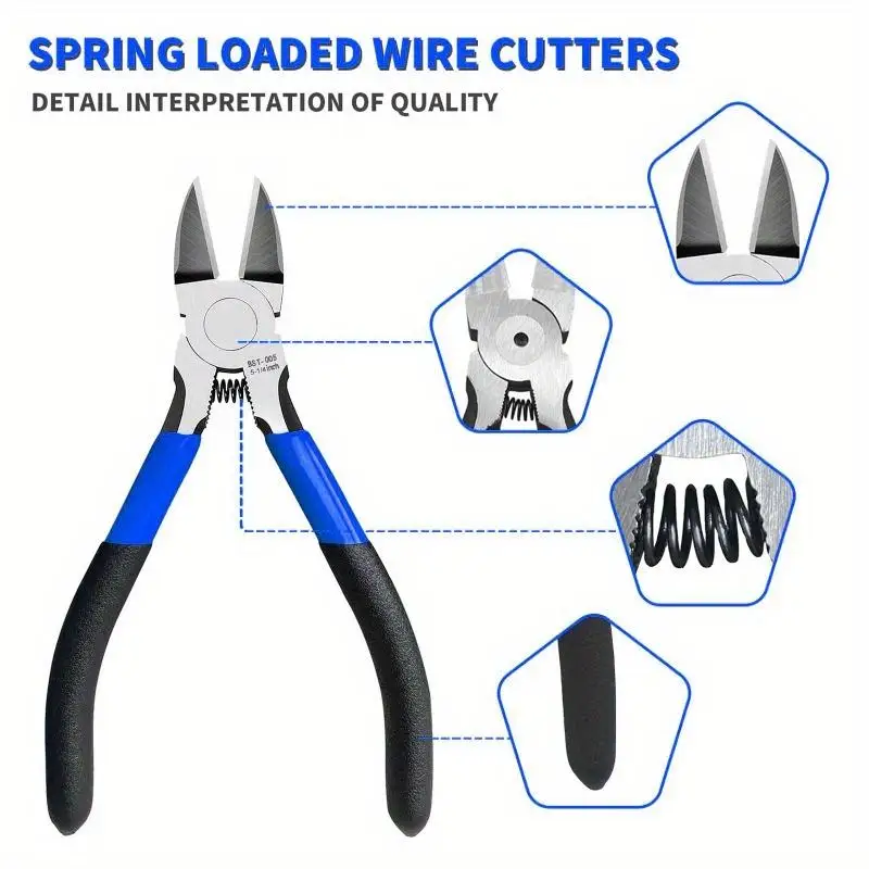 5/6 Inch Blue Orange Flush Cutter Precision Wire Snips for Crafting Electrical Jewelry Making Ultra Sharp Small Wire Clippers