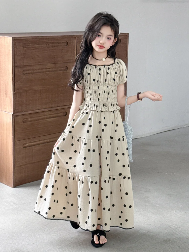 

Princ Sle Summer Outfit Set for Girls ort Sve Cotton Blend Two Piece Suit Midi Skirt And Top Love Exprion