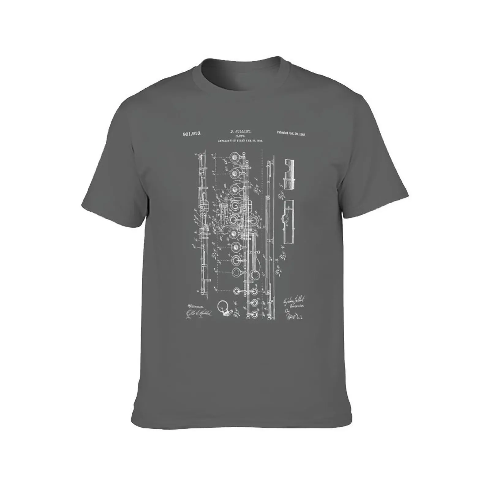 Flute Patent 1908 - White T-Shirt man t shirts graphic funny t shirts dark humor man t shirt graphic T-Shirt