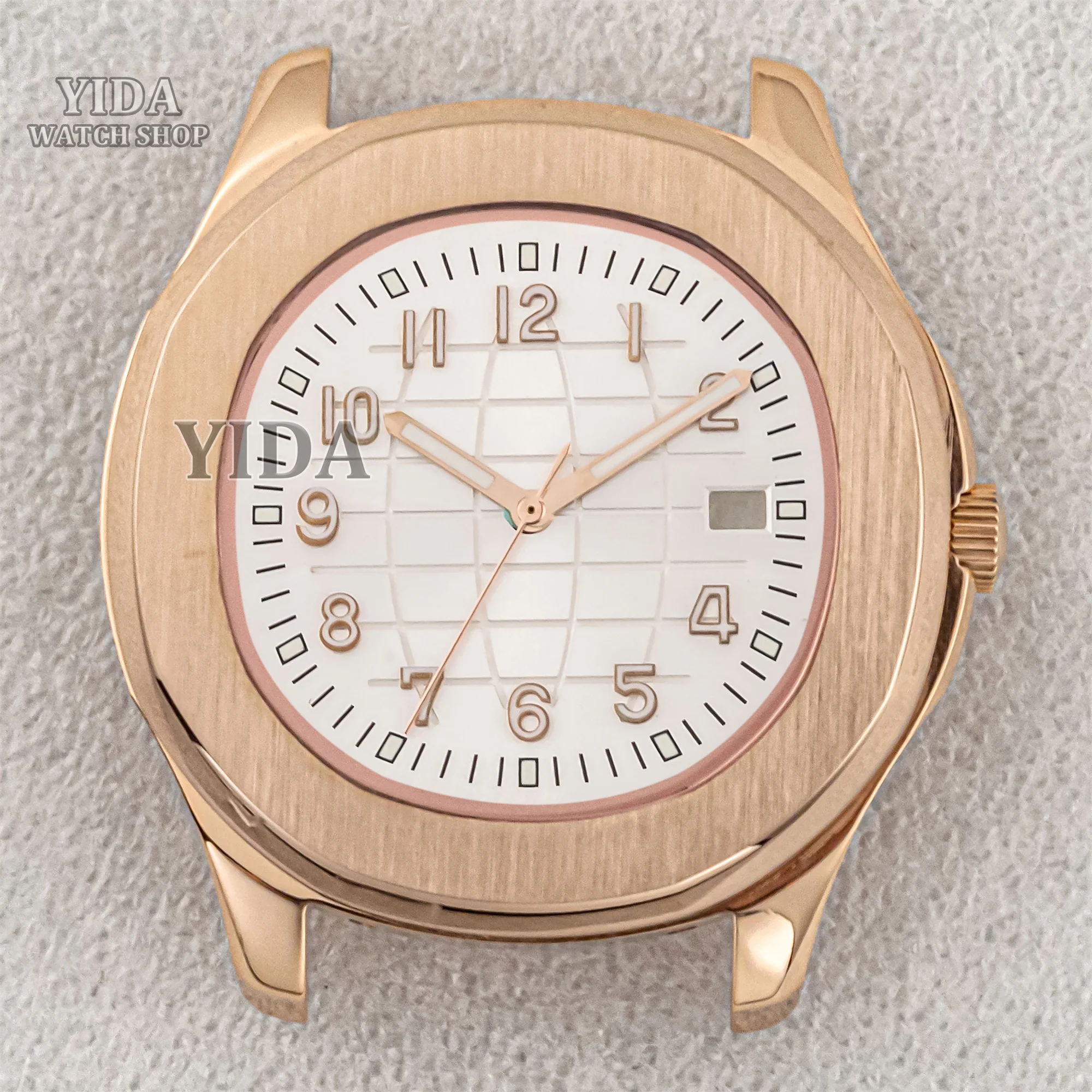 42mm NH35 WatchCase Rose Gold Case 32mm Dial Lumiinous Hands Sapphire Glass 100M Waterproof For AQUANAUT Nautilus NH36 Movement
