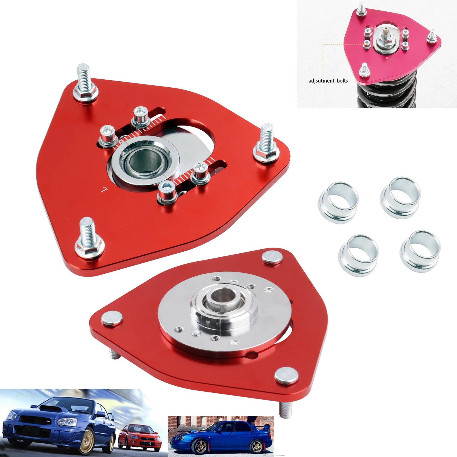Front Coilover Top Mounts Camber Plates for Subaru Impreza WRX STI 04 GDA GDB 02-07 Adjustable Front Camber Plate Saab 9-2X
