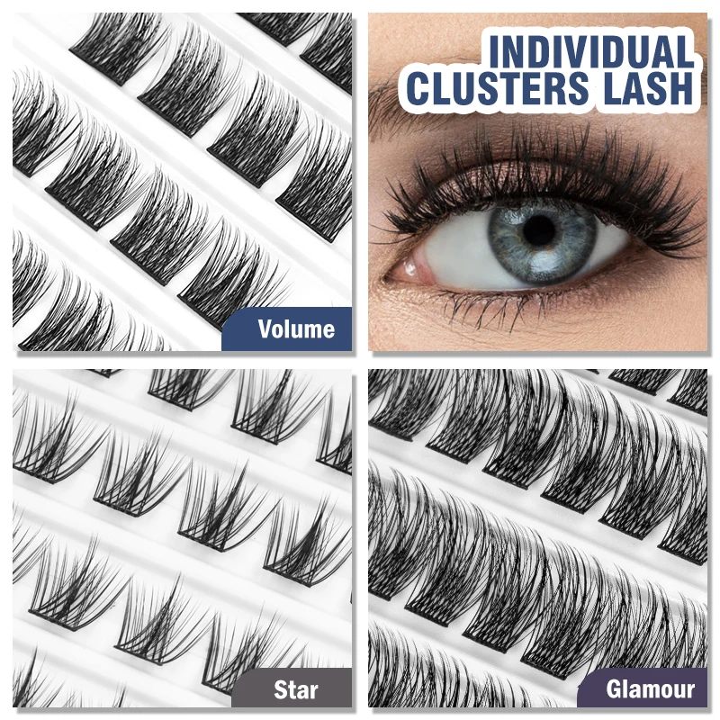 120 Clusters DIY Individual Eyelashes Extension Volume Cluster Lashes Bunch Segmented Fake Lashes Professional