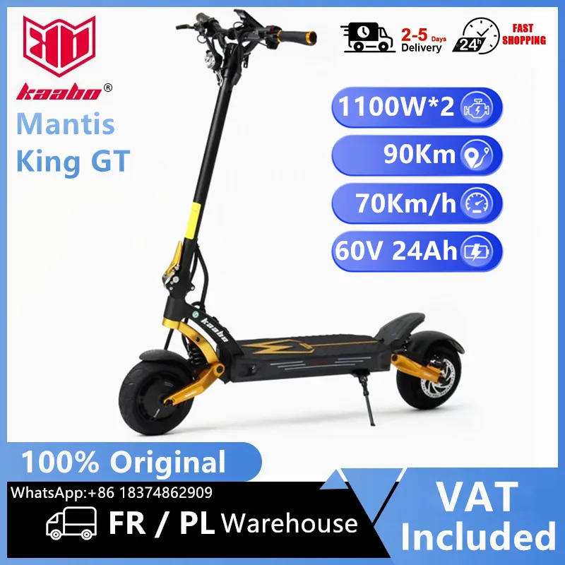 EU Stock Kaabo Mantis King GT 60V 24Ah Electric Scooter 70km/h Full Hydraulic Brake Kickscooter with TFT Display