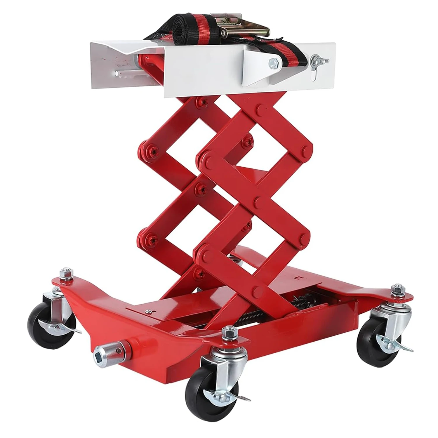 

450 Lbs Low Profile Transmission Jack with Safety Straps Auto Repair 7-23" Lift with 2M Safety Straps & 4 Brake Wheels