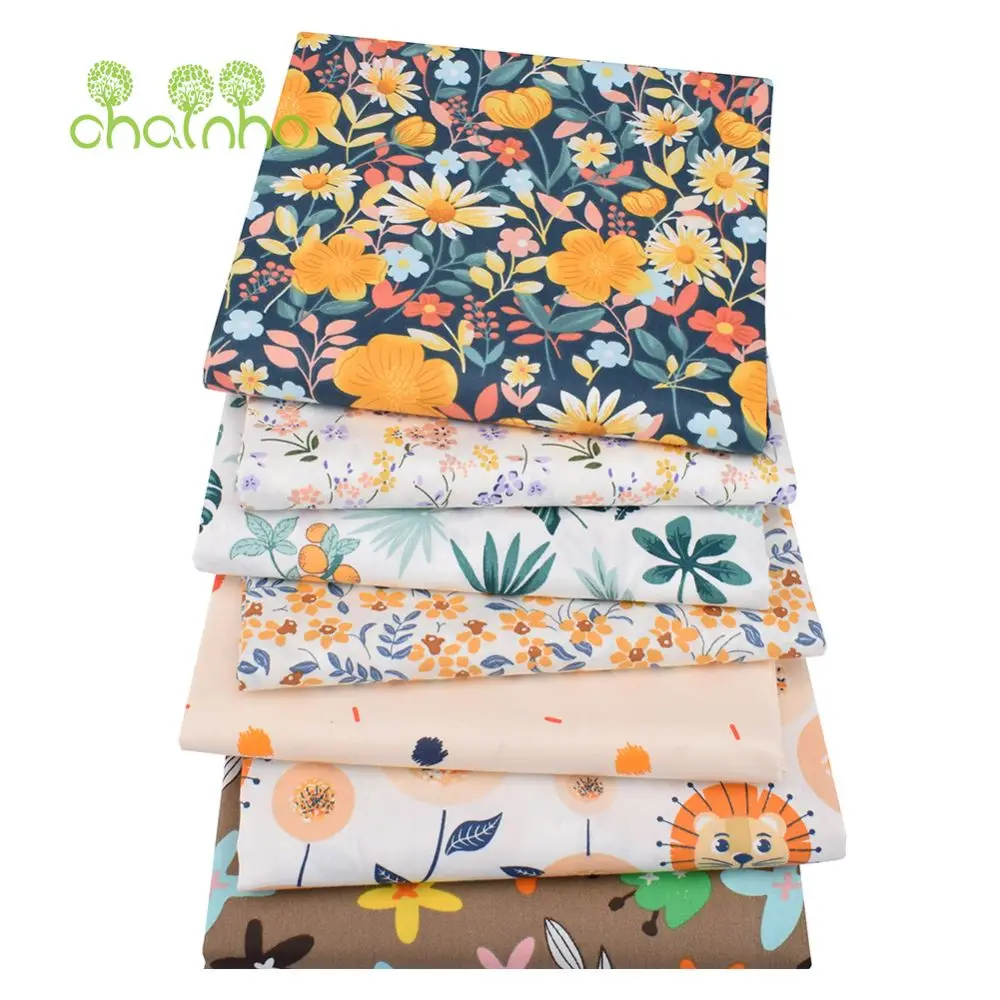 Chainho,Printed Twill Weave Cotton Fabric,Patchwork Cloth,DIY Sewing Quilting Material,Handmade Textile,Small Size,CC381-385