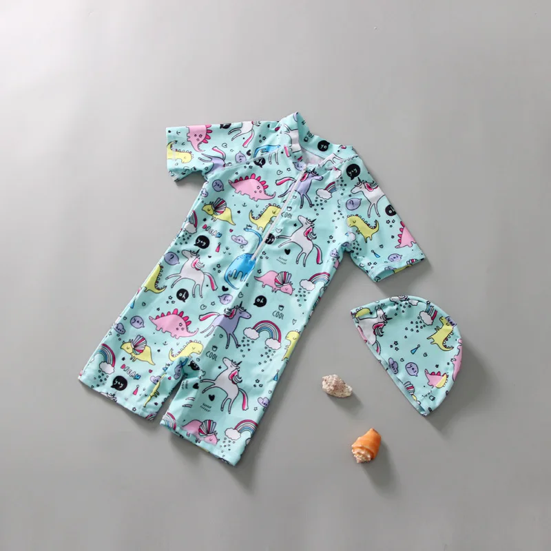 

Korean Children's Swimwear Girls Boys One-piece Cute Dinosaur Baby Infant Swimsuit Sun Protection1-3Year-old Swimwear