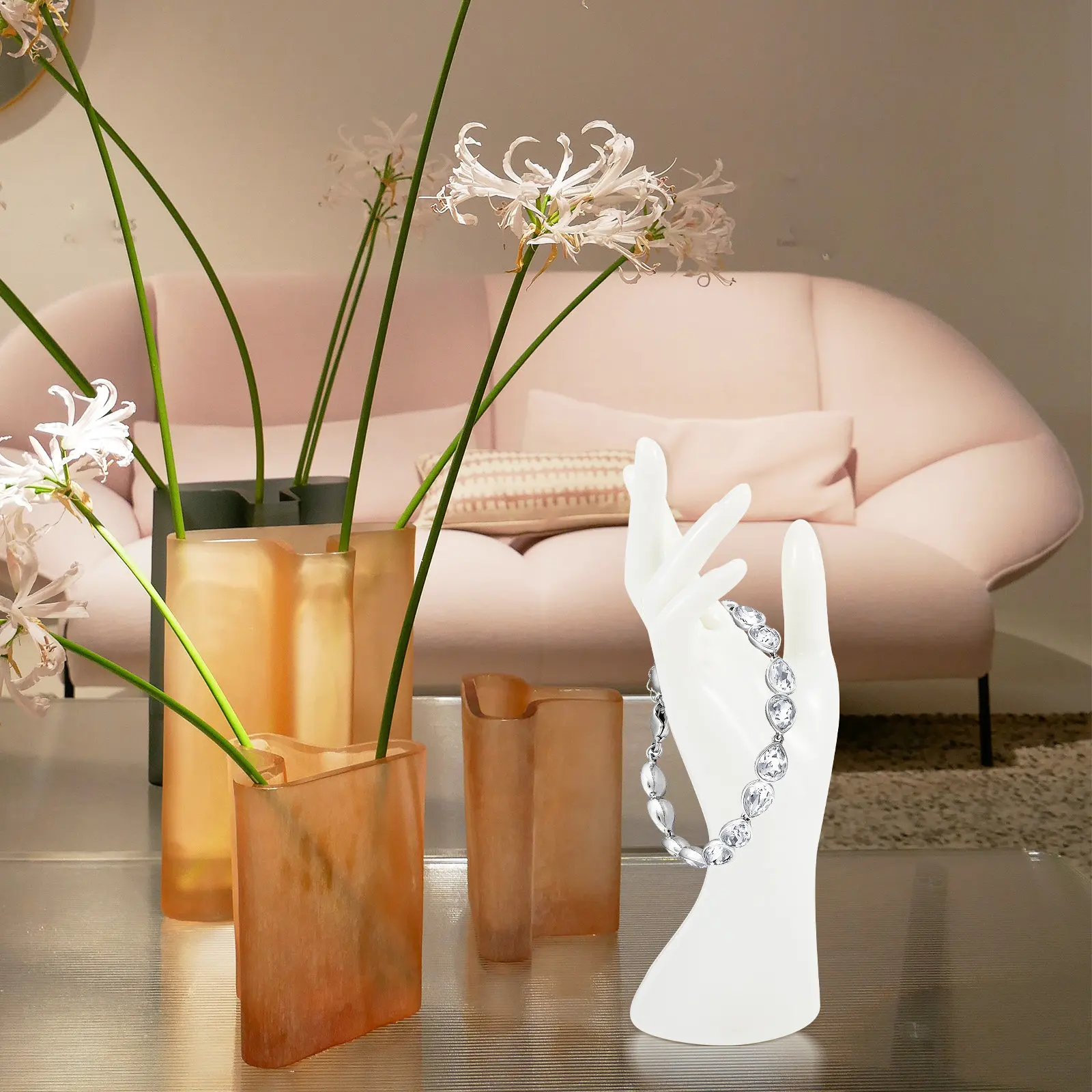 

3Pcs Hand Jewelry Display Stand Creative Transparent Ring Holder Multifunction Bracelet Watch Desktop Shop Display Rack