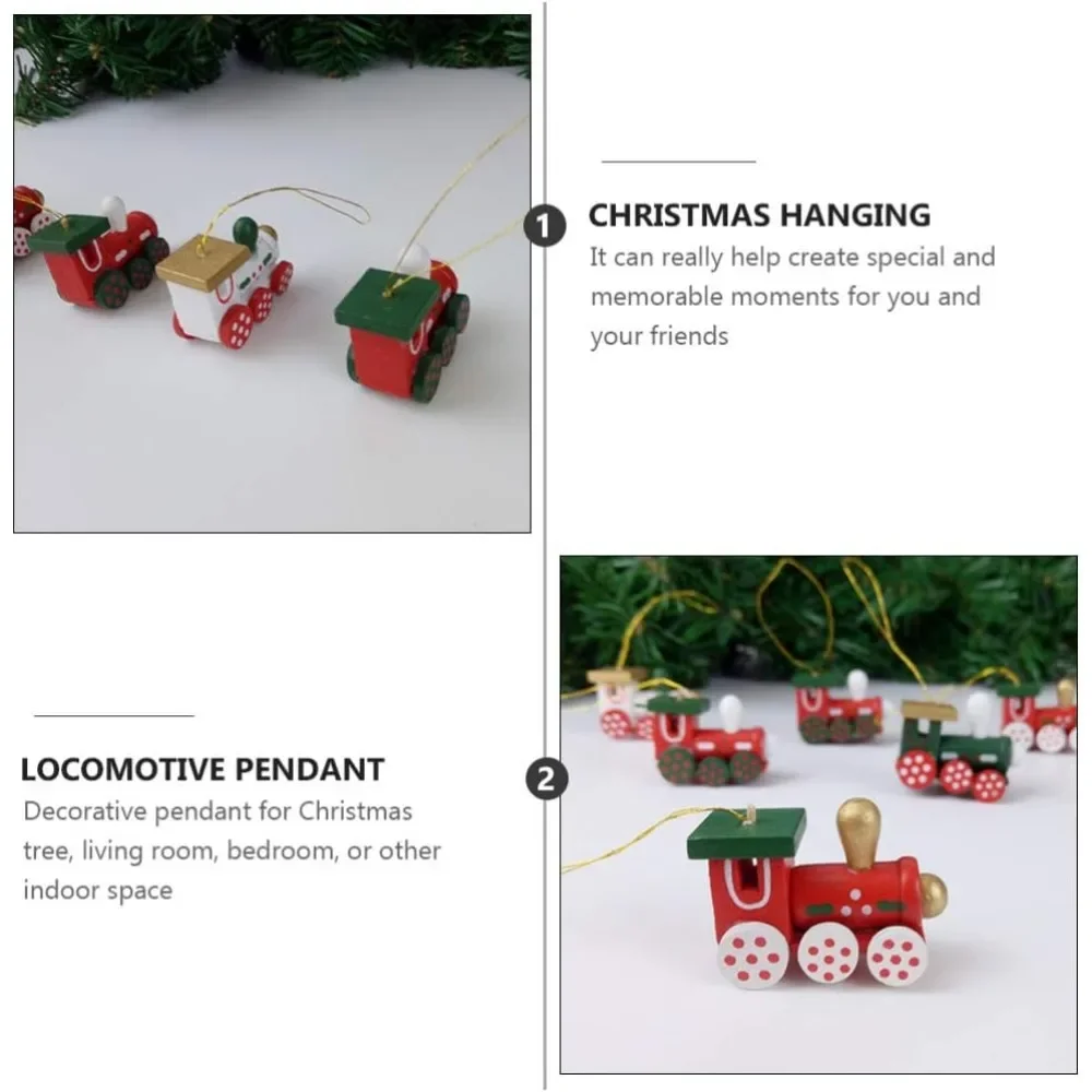 6/4 stks Houten Kerst Trein Set Hanger Boomversieringen Mini Trein Hangende Speelgoed Decoraties Kerst Feestartikelen