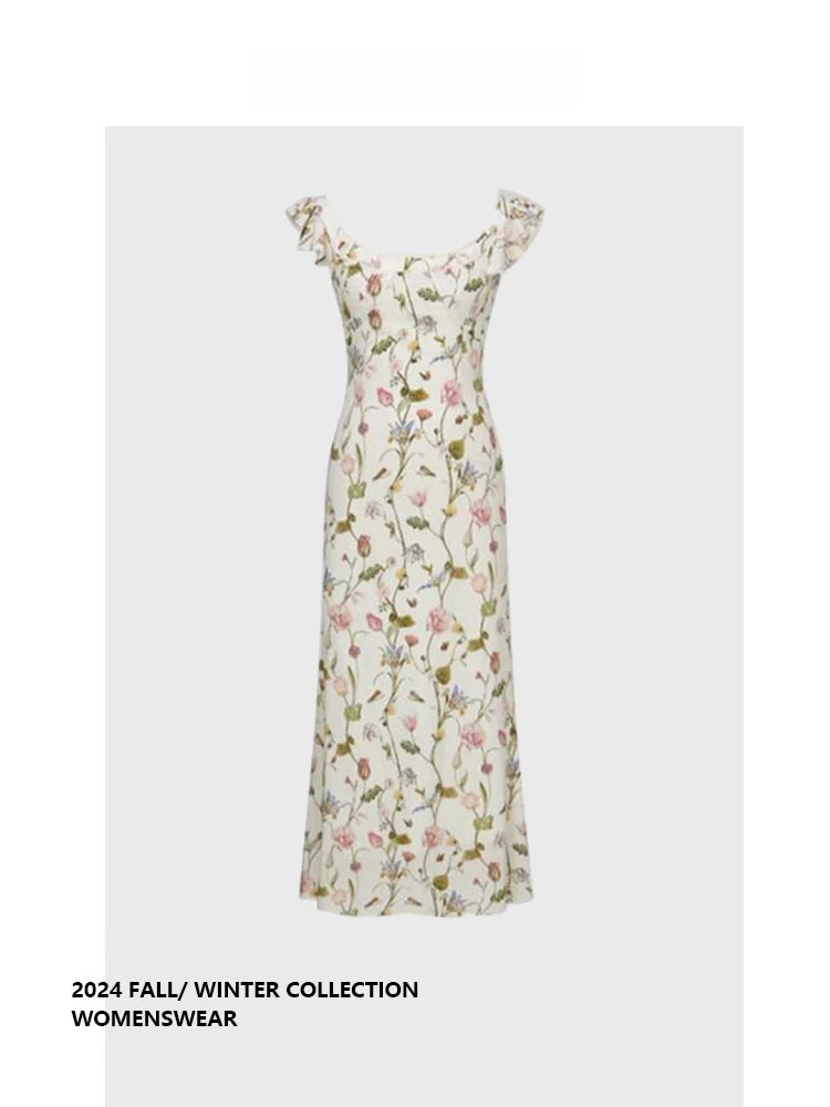 

Forever 2 Faionable Light Luxury U-Ne Sve Floral Print Dr Summer Ele Commute Sle No Sve Regular Length