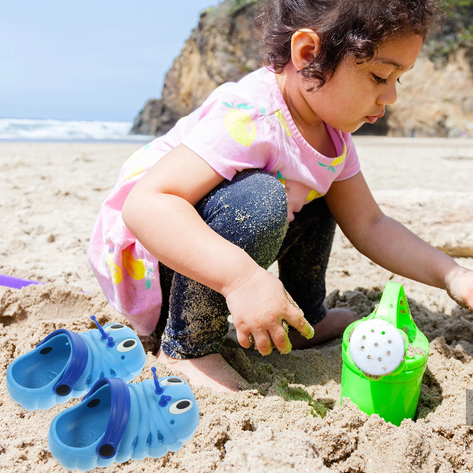 

1 пара детских сандалий, летняя пляжная обувь, удобные сандалии без шнуровки на мягкой подошве для маленьких мальчиков и девочек, синяя длина 15 см