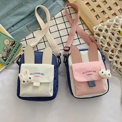 Bolso de hombro pequeño y fresco para mujer, bolso de lona de estilo japonés, bolso de hombro de moda, bolso de mano informal para exteriores, regalo encantador para niñas