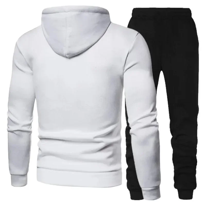 New men's hooded jacket set,2024fashion autumn/winter outdoor jogging men's sports hooded jacket + casual pants two-piece set