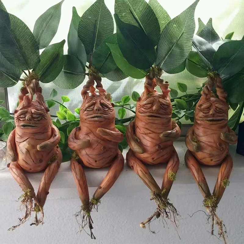 Mandrake Grass Resin Statue Landscape Ornament Art Figurine Crafts for Outdoor Garden Courtyard Living Room Bedroom Gift