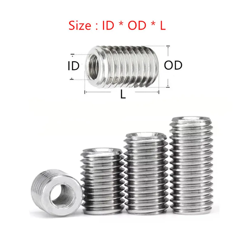 M2 M2.5 M3 M4 M5 M6 M8 M10 Stainless Steel 304 Inside Outside Thread Adapter Screw Sheath Thread Insert Sleeve Conversion Nuts