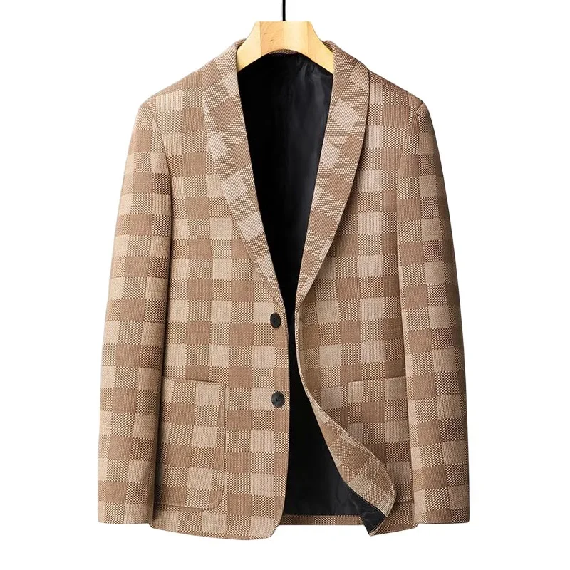 

High Quality Blazer Men British Business Elegant Fashion Simple Casual Wedding Party Performance Gentleman Suit Slim Jacket