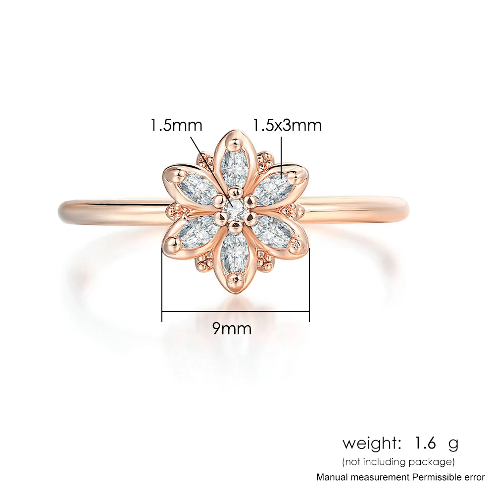ZHOUYANG Crystal Flower Finger Rings For Women Elegant Fresh Style Zircon 3 Color Wedding Engagement Gift Fashion Jewelry R080