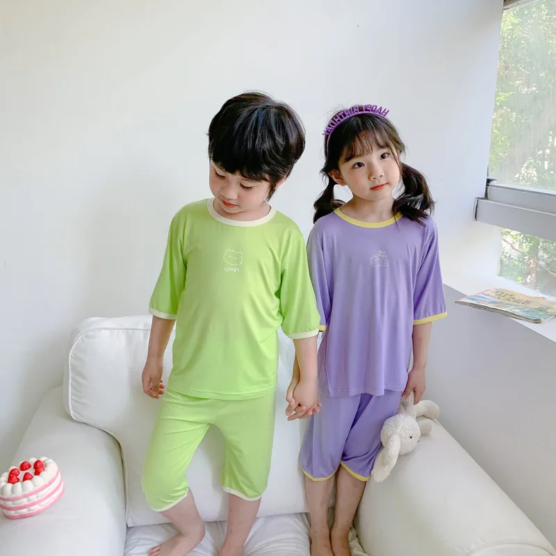 New Summer Modal Comfortable Sweat Absorption 1 to 8 Years Old Boys and Girls Home Pajamas Set