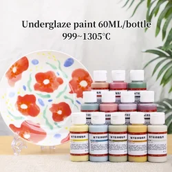 Pottery Underglaze Concentrated Pigment 60ML/bottle DIY Hand-painted Ceramic Jingdezhen Clay Colored Glaze 999-1305℃