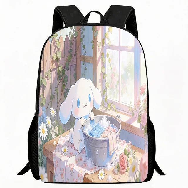 

Kids Bag Cute Puppy Doing Laundry in Flower Garden Print School Backpack Lightweight Breathable Children's Casual Daypack Adjust